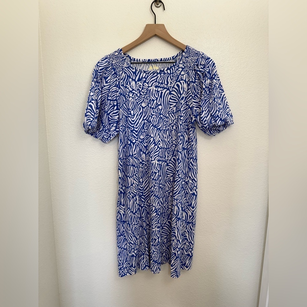 Lilly Pulitzer Rosen T-Shirt Dress Martinique Blue Zee Bebe Small Cotton - Picture 2 of 8